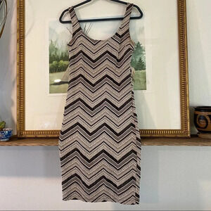 Soprano Chevron Stripe Midi Fitted Tank Dress
